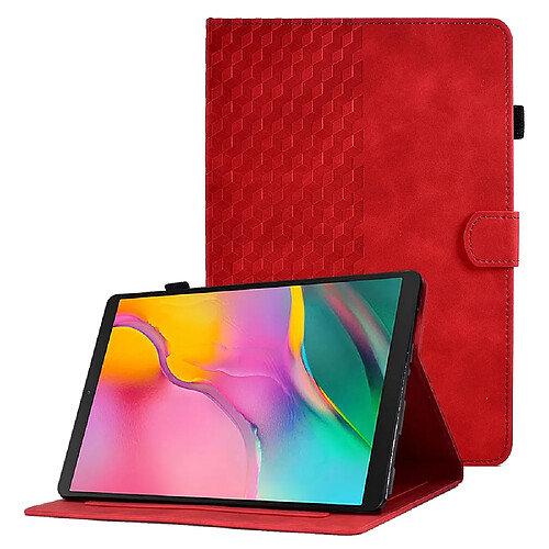 Etui en PU antichoc, fonction d'éveil/veille automatique, motif de couture avec support pour Samsung Galaxy Tab A 10.1 (2019) (T510/T515) - rouge