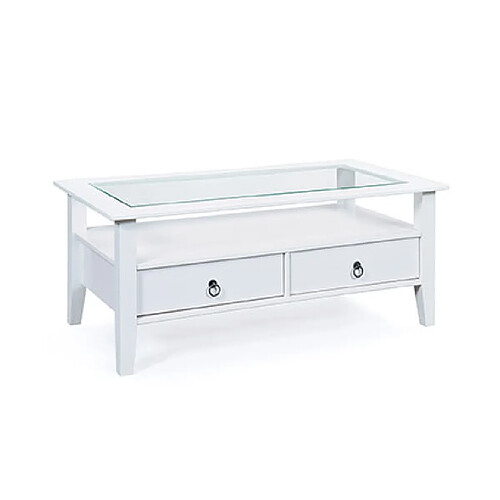 Mes Table basse 115x45x60 cm en pin massif blanc - FREJUS