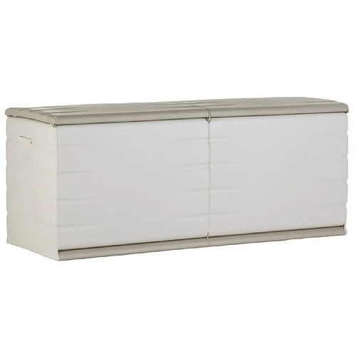 PLASTIKEN Coffre 450L Interieur/Exterieur Fonctionnel et Esthetique Cadenassable avec Roulettes Beige