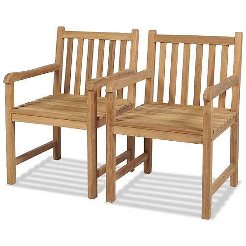 vidaXL Chaises d'extérieur lot de 2 Bois de teck solide