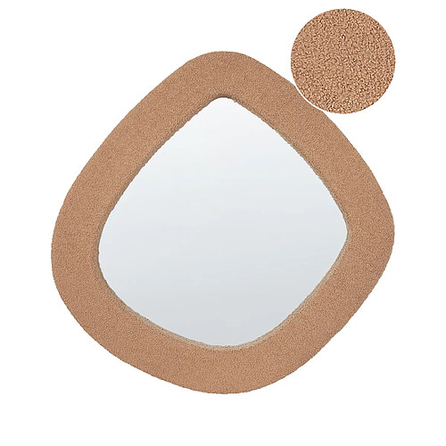 Beliani Miroir EPIRY Bouclé Marron clair