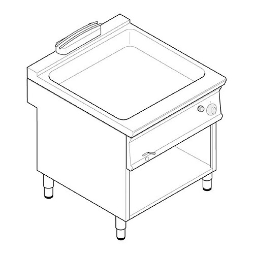 Bain-marie GN 2/1 gaz sur placard ouvert - gamme 700 - Tecnoinox