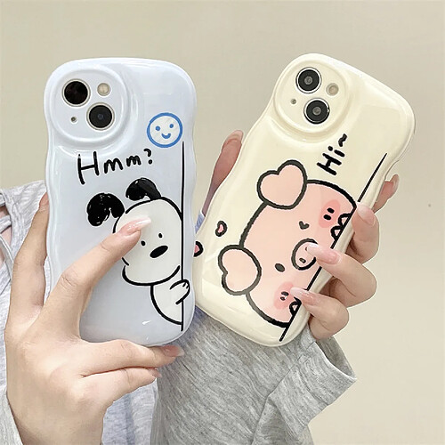 GUPBOO Étui pour iPhoneXR Dites bonjour à l'étui de téléphone portable de dessin animé de cochon mignon et doux