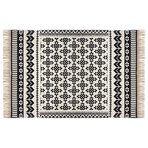 Atmosphera, Createur D'Interieur Tapis Coton 120 x 170 cm Delhi Noir/écru - Atmosphera