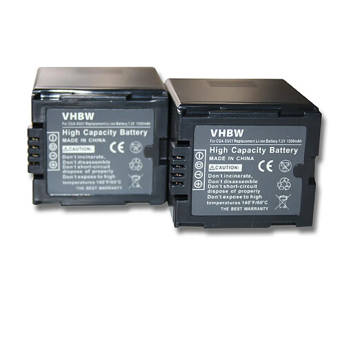 vhbw set de 2 batteries 1500mAh pour caméscope remplace Hitachi DZ-BP07s, DZ-BP14s, DZ-BP21