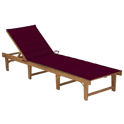 vidaXL Chaise longue pliable avec coussin Bois d'acacia solide