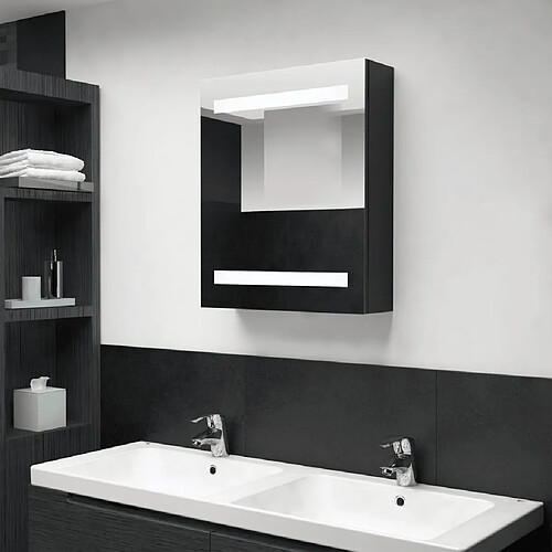 vidaXL Armoire de salle de bain à miroir LED noir 50x14x60 cm