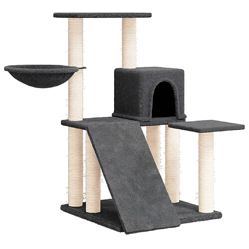 Helloshop26 Arbre à chat meuble tour grimper jouet grattage grattoir escalade plateforme avec griffoirs en sisal foncé 82 cm gris 02_0022707