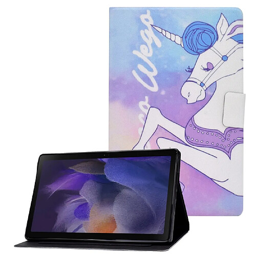 Etui en PU fermeture magnétique avec porte-cartes Licorne pour votre Samsung Galaxy Tab A8 (2021) SM-X200/SM-X205