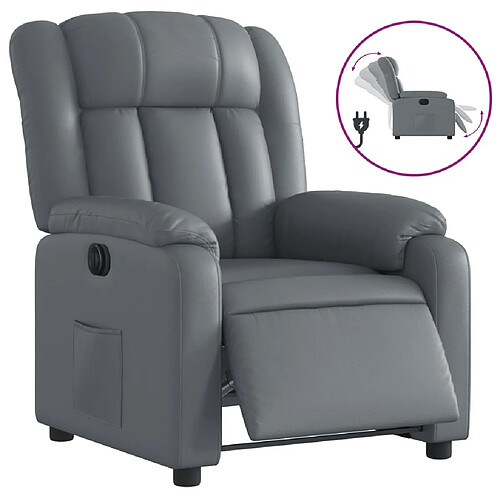 Maison Chic Fauteuil Relax pour salon, Fauteuil inclinable électrique Gris Similicuir -GKD68813