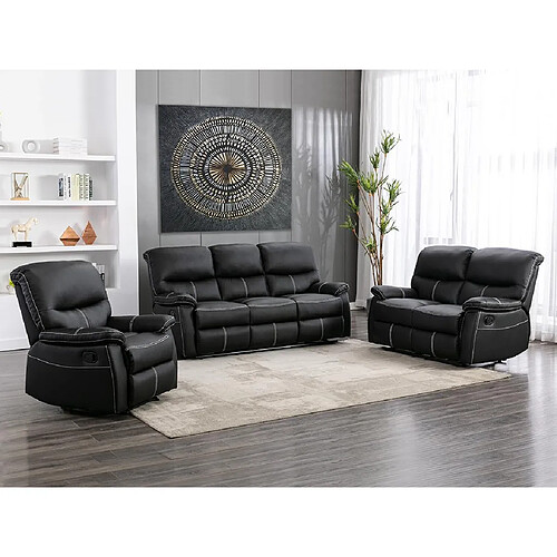 Vente-Unique Fauteuil relax en simili noir CANBY