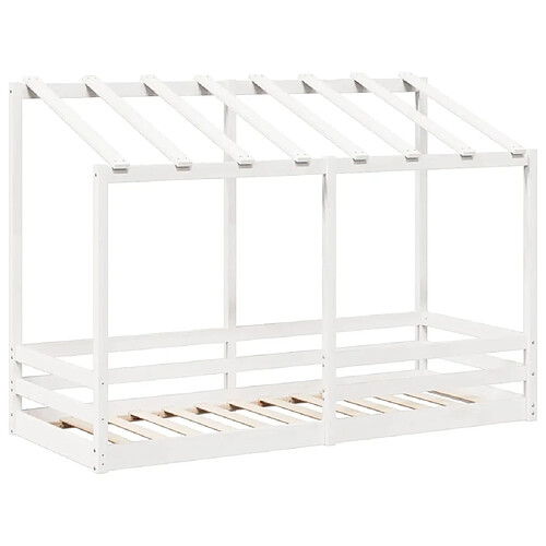 Vidaxl Lit pour enfants avec toit blanc 90x190 cm bois massif de pin