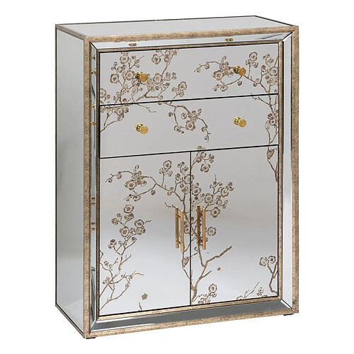 BigBuy Home Buffet CHLOE Doré Miroir Verre Bois MDF 80 x 40 x 108 cm