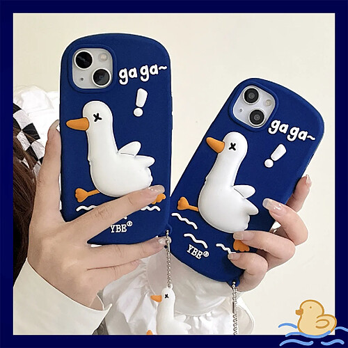 GUPBOO Étui pour iPhone12 Étui de téléphone de dessin animé de canard bleu en silicone