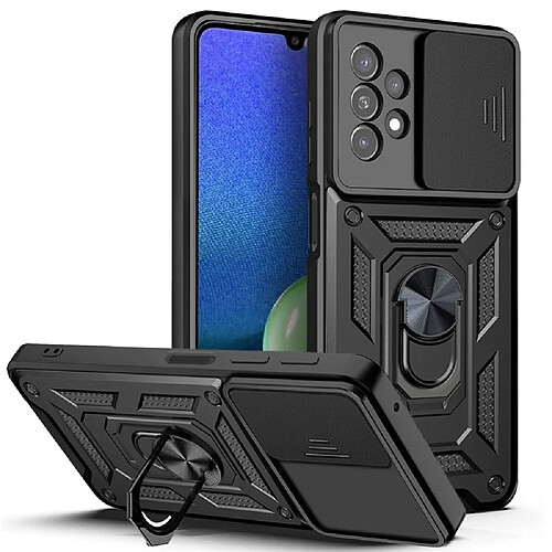 Coque en TPU anti-empreintes digitales avec béquille à anneau rotatif noir pour votre Samsung Galaxy A13 4G