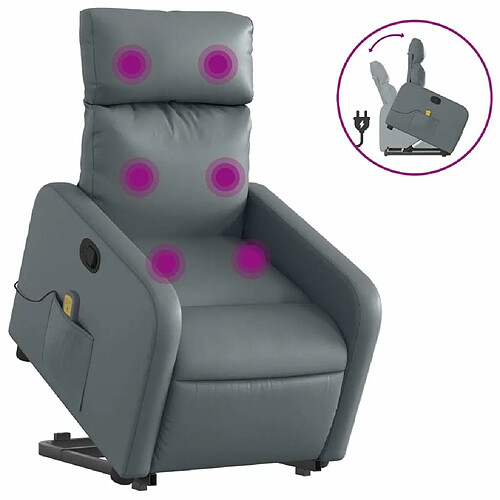 Maison Chic Fauteuil Relax pour salon, Fauteuil inclinable de massage Gris Similicuir -GKD92495