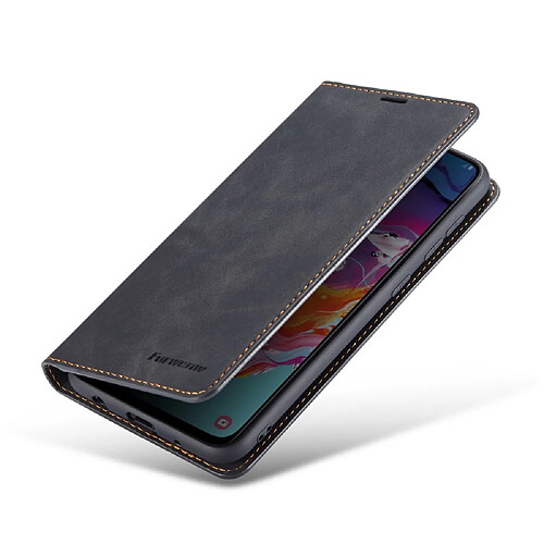 Etui en PU toucher soyeux auto-absorbé noir pour votre Samsung Galaxy A31