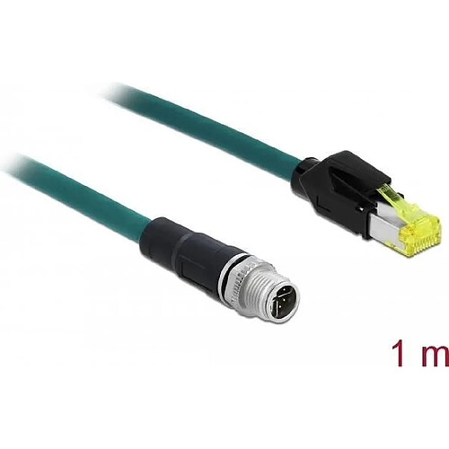 DeLOCK - Netzwerkkabel - 8 pin M12-X (M) bis RJ-45 (M) - 1,0m - SFTP - CAT 6a - halogenfrei - Wasserblau (85429)