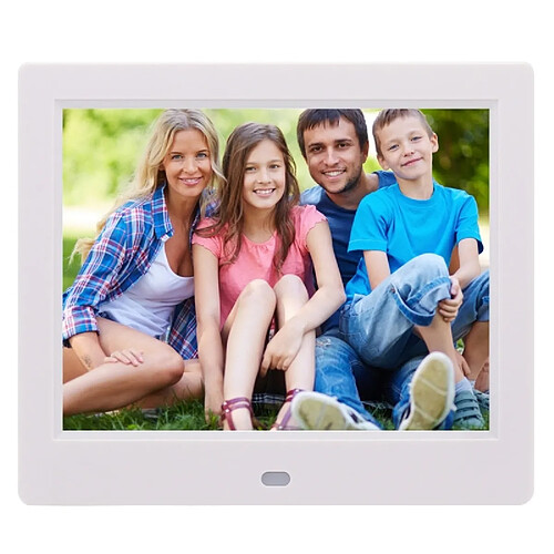 Wewoo Cadre photo numérique blanc AC 100-240 V 8 pouces TFT avec support et télécommande, USB / carte SD d'entrée