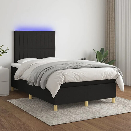 Sommier à lattes,Cadre à lattes de lit et matelas et LED pour Adulte Noir 120x200 cm Tissu -MN87322