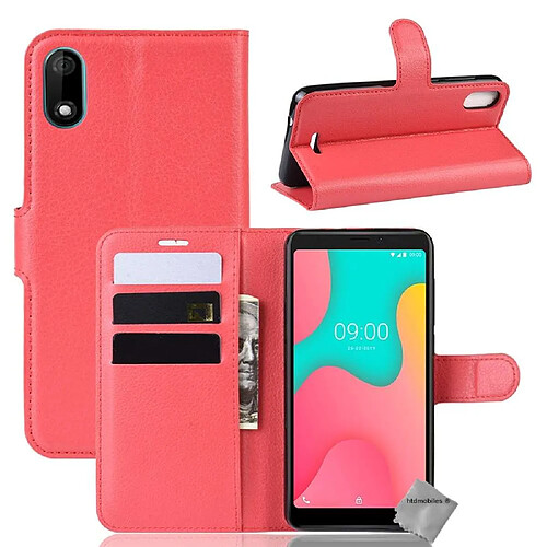 Htdmobiles Housse etui portefeuille pour Wiko Y60 + film ecran - ROUGE