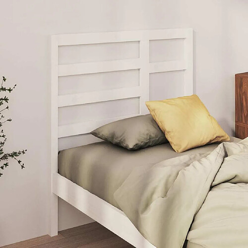 Maison Chic Tête de lit scandinave,Meuble de chambre Blanc 96x4x104 cm Bois massif de pin -MN85568