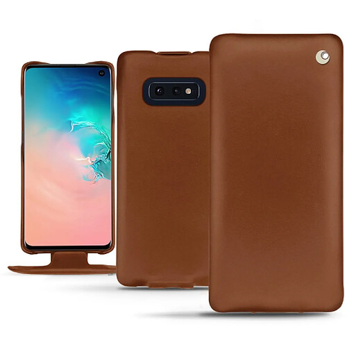 Housse cuir Samsung Galaxy S10E - Rabat vertical - Marron ( Nappa - Pantone #8B4720 ) - NOREVE