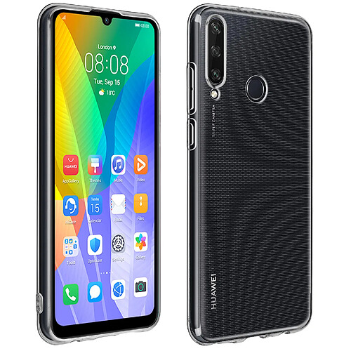 Avizar Coque Huawei Y6p Silicone Souple et Film Verre Trempé 9H transparent