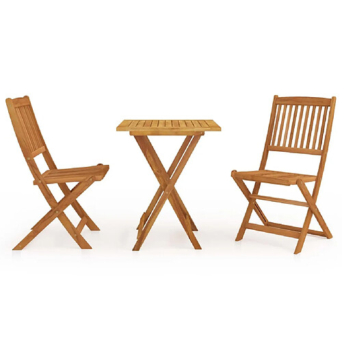 Maison Chic Mobilier à dîner de jardin pliable 3 pcs,Table et chaises d'extérieur Bois d'acacia solide -GKD496526