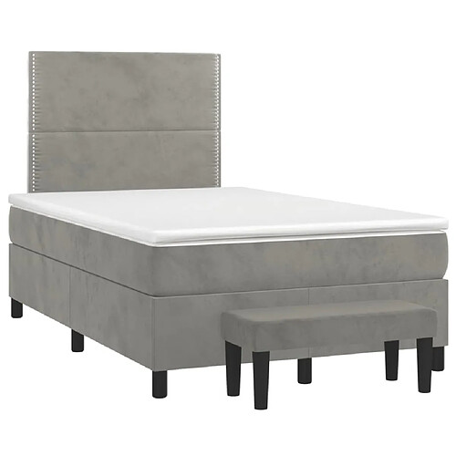 Maison Chic Lit adulte- Lit + matelas,Sommier à lattes de lit et matelas gris clair 120x190cm velours -GKD35992