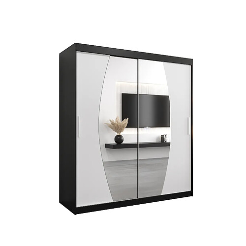 Abiks Meble Armoire Elypse à portes coulissantes 200/180/62 2 portes (noir/blanc)