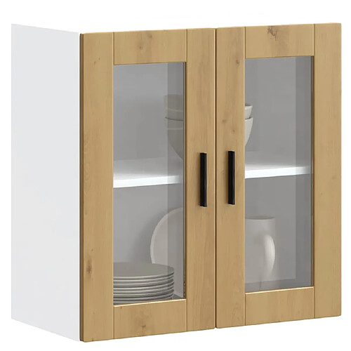 vidaXL Armoire murale de cuisine porte en verre Porto chêne artisanal