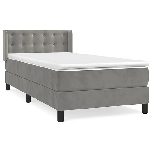 Maison Chic Lit adulte- Lit + matelas,Sommier à lattes de lit et matelas Gris clair 100x200cm Velours -GKD52911