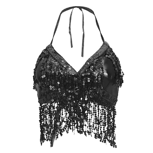 Costume De Danse Du Ventre Soutien-Gorge Dos Nu Top Paillettes Tenues De Performance Rouge