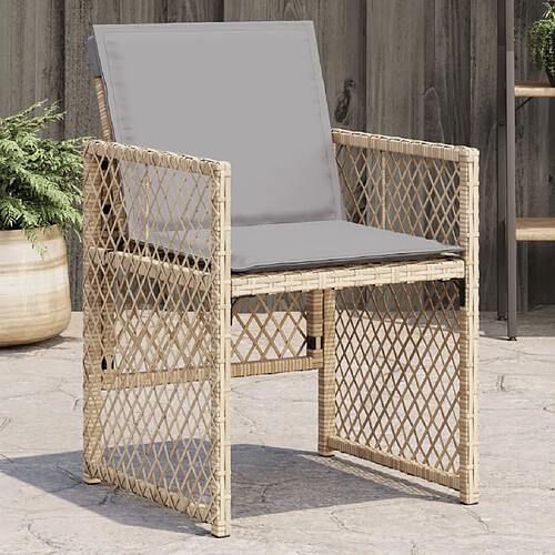 vidaXL Chaises de jardin avec coussins lot de 4 mélange beige