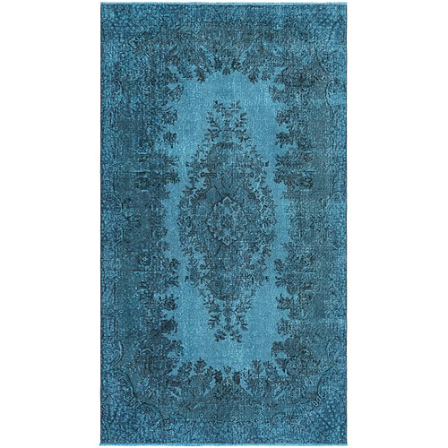 Vidal Tapis de laine 279x155 Bleu Ultra Vintage