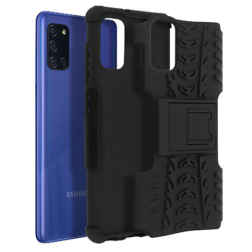 Avizar Coque Samsung Galaxy A31 Protection Semi-rigide Antichoc Béquille Support Noir