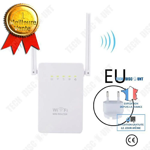 Tech Discount TD® Répéteur réseau 300M répéteur sans fil amplificateur de signal WiFi à double antenne