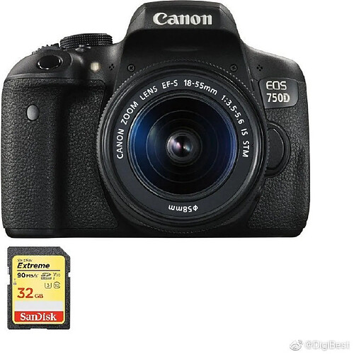 CANON EOS 750D KIT EF-S 18-55mm F3.5-5.6 IS STM + 32GB SD card