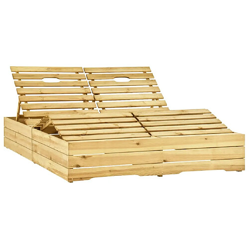 Maison Chic Chaise longue | Transat Bain de soleil double Bois de pin imprégné de vert -GKD26855