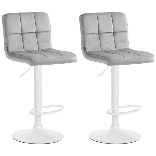 Non Lot de 2 tabourets de bar Peru velours blanc