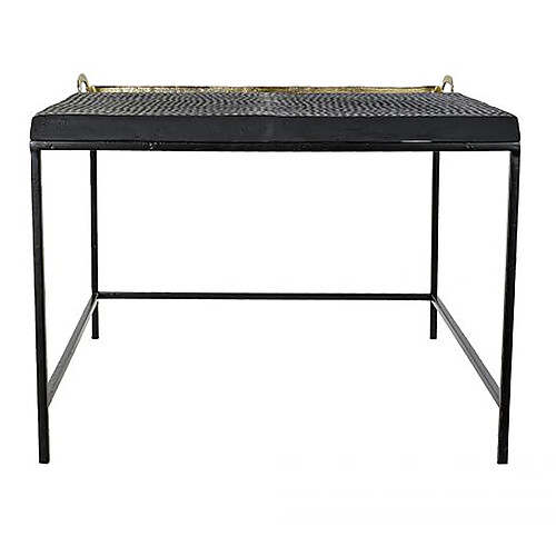 Pegane Table basse en acier et aluminium coloris doré / noir - longueur 61 x profondeur 61 x hauteur 49 cm