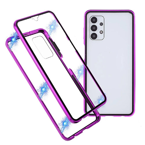 Coque en métal Cadre d'adsorption magnétique violet pour votre Samsung Galaxy A32 5G