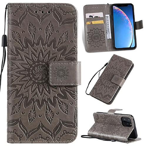 Wewoo Coque Étui en cuir PU avec empreinte horizontale à motif de tournesol pour iPhone 11 Pro support et logements cartes portefeuille et lanière