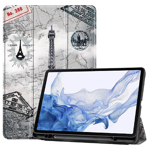 Etui en PU avec support et porte-stylo la tour pour votre Samsung Galaxy Tab S8