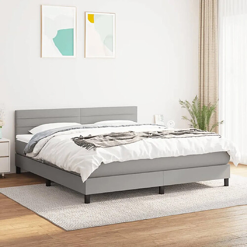 vidaXL Sommier à lattes de lit avec matelas Gris clair 180x200cm Tissu