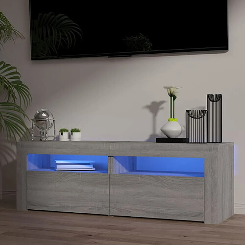 vidaXL Meuble TV avec lumières LED sonoma gris 120x35x40 cm