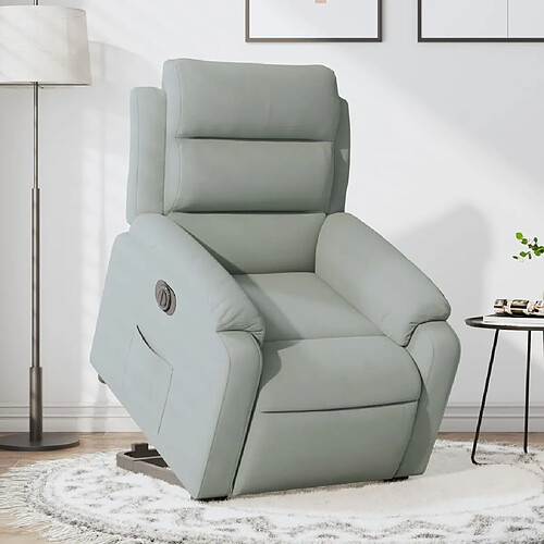 vidaXL Fauteuil inclinable électrique gris clair velours