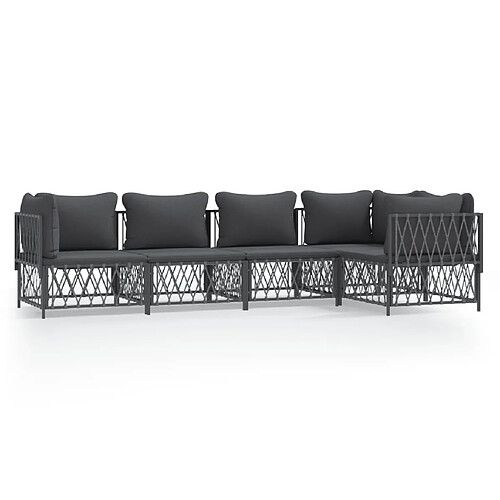 Maison Chic Salon de jardin 5 pcs avec coussins - Table et chaises d'extérieur - Mobilier/Meubles de jardin Moderne anthracite acier -MN99295