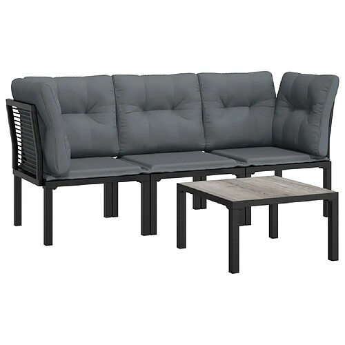 Maison Chic Salon de jardin 4 pcs - Table et chaises d'extérieur - Mobilier/Meubles de jardin Moderne noir et gris résine tressée -MN13349